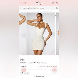 Oh Polly Ines Embellished Corset Mini Dress in Ivory